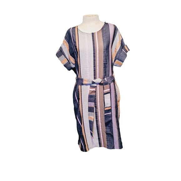 34N 118W Dresses & Skirts - Anthropologie 34N 118W dress size Small raw edge Belted multi color overaized
